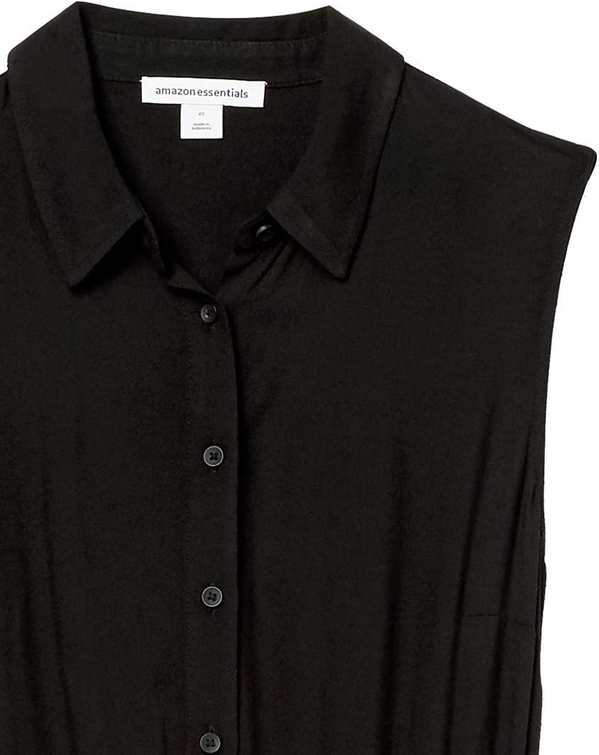 Women's Sleeveless Relaxed-Fit Woven Shirt Dress