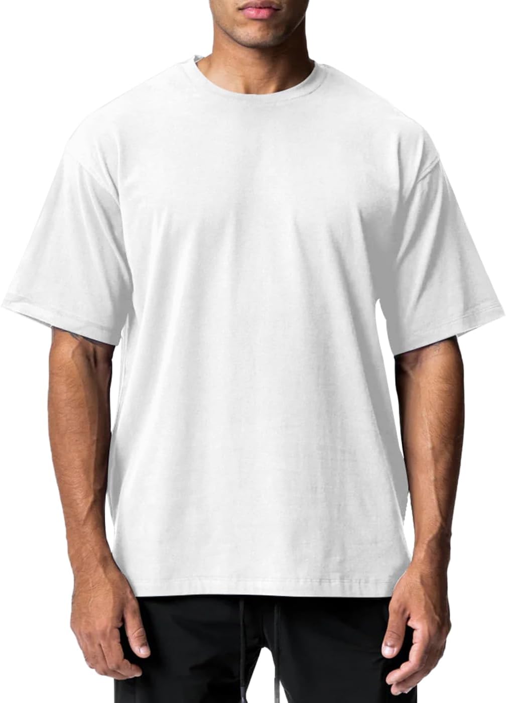 Men's Cotton Short Sleeve Crew Neck Shirts Athletic Tops Tees Oversized Gym Clothes for Men S-XXL