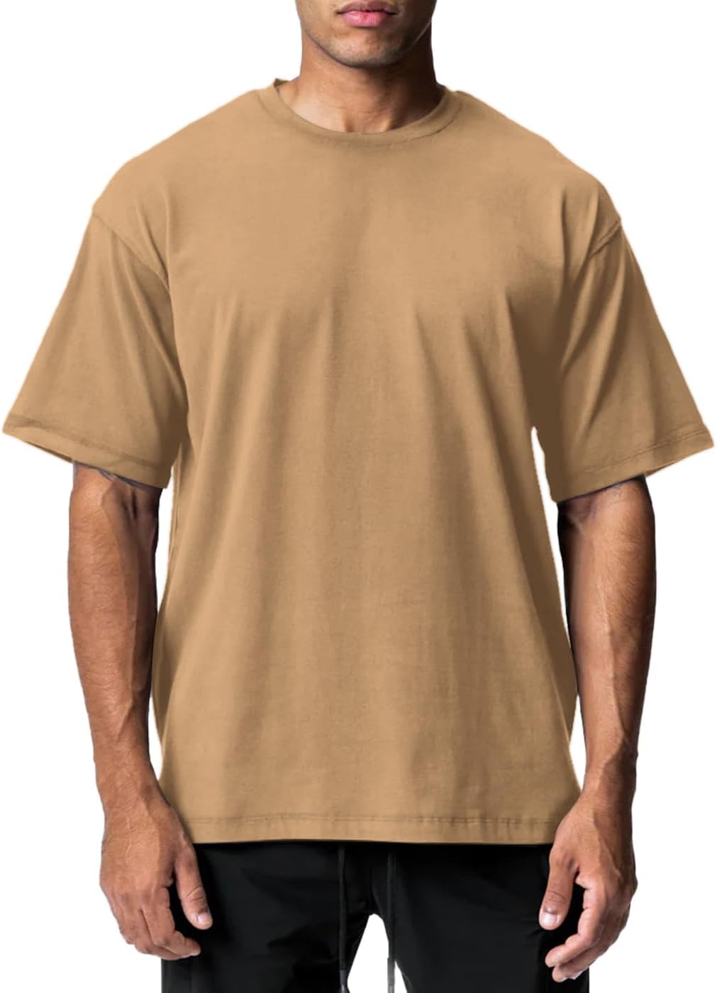 Men's Cotton Short Sleeve Crew Neck Shirts Athletic Tops Tees Oversized Gym Clothes for Men S-XXL