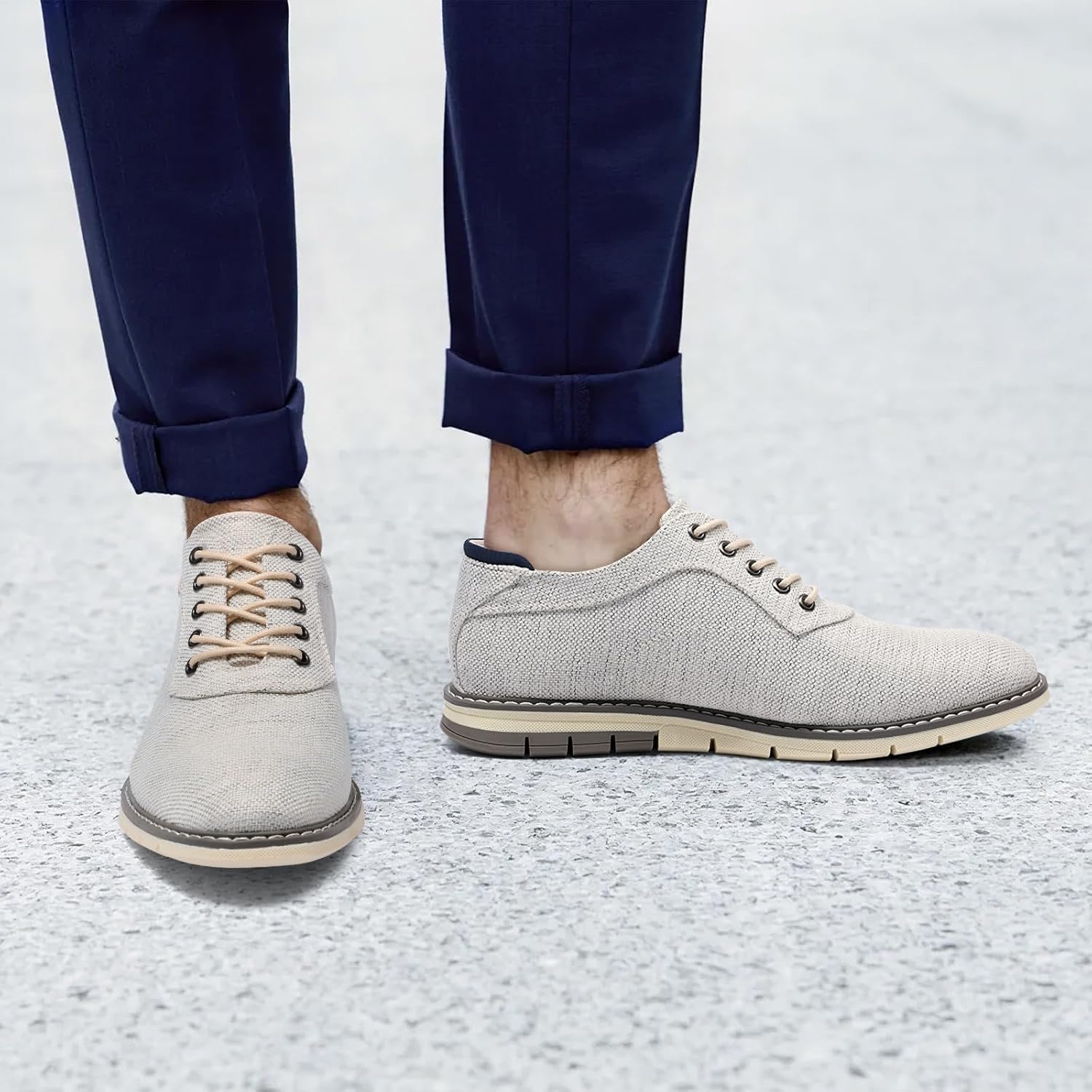 Men's Black Dress Shoes - Stylish Canvas Casual Shoes for Men - Classic Lace Up Derby Shoes Black