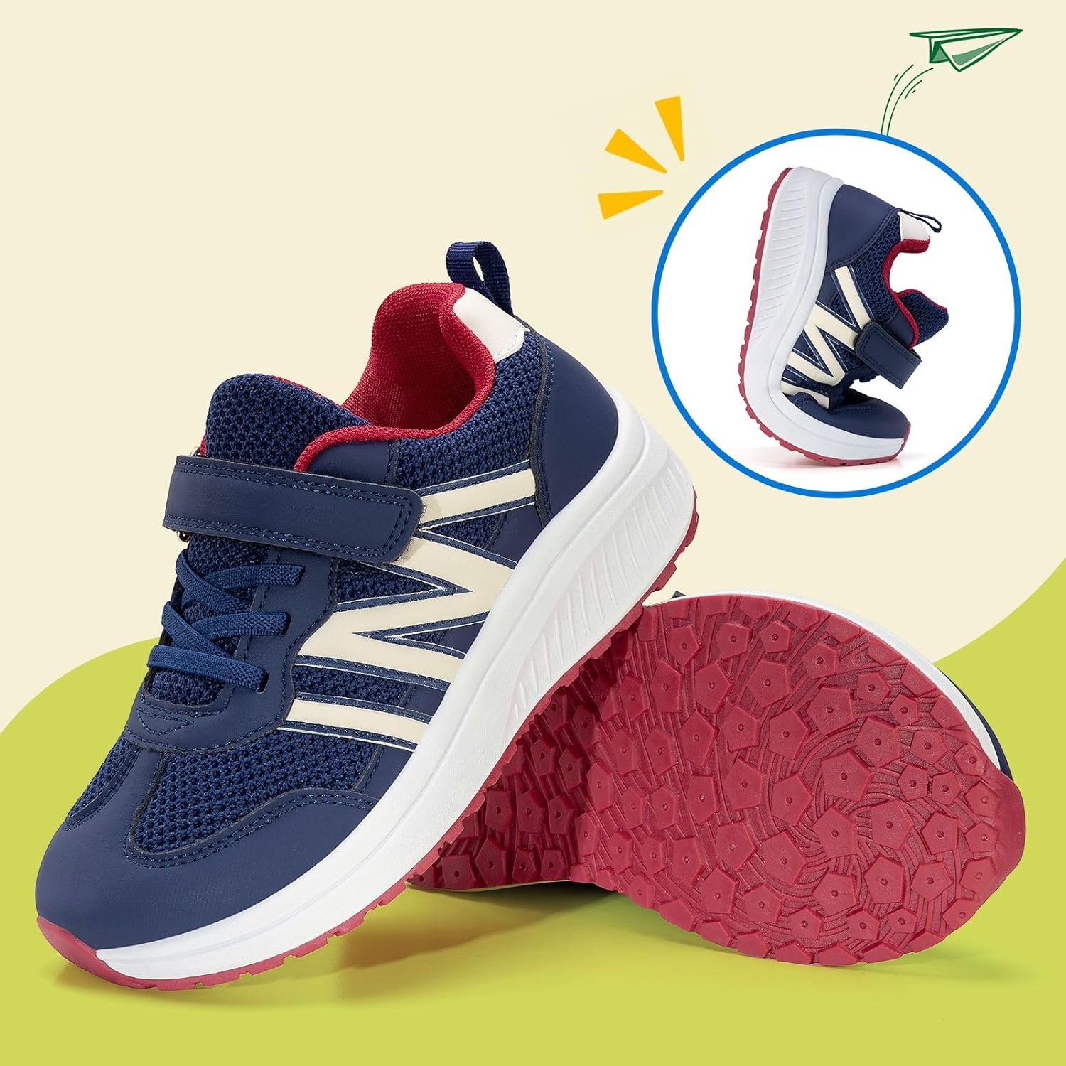Boys Wide Toe Box Sneakers Girls Tennis Running Shoes Breathable Walking Trainers for Kids