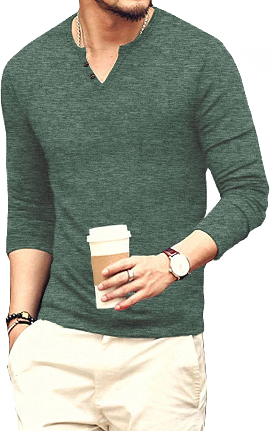 Men's Casual Slim Fit Basic Henley Short/Long Sleeve Fashion T-Shirt