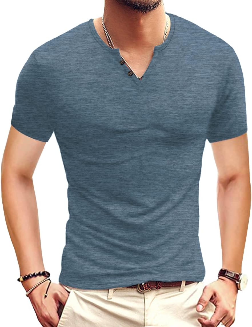 Men's Casual Slim Fit Basic Henley Short/Long Sleeve Fashion T-Shirt